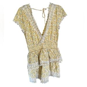 American Eagle Floral Dress - Babydoll Style - Yellow + White Lace - Easter